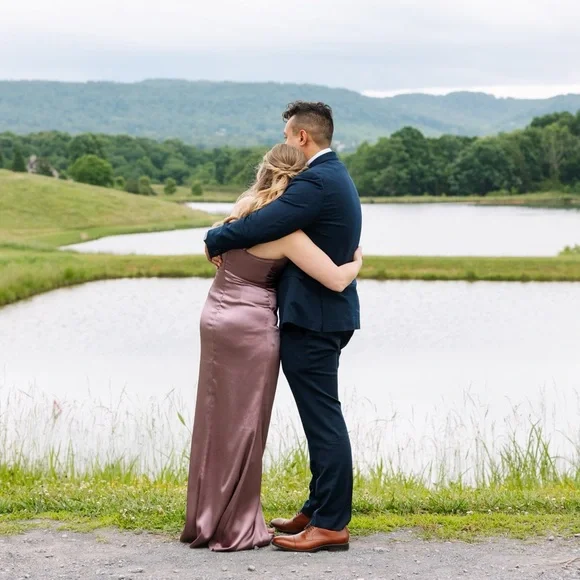 Lydia Shiny Satin Dress - Dark Mauve from Birdy Grey Small - Picture 4 of 8